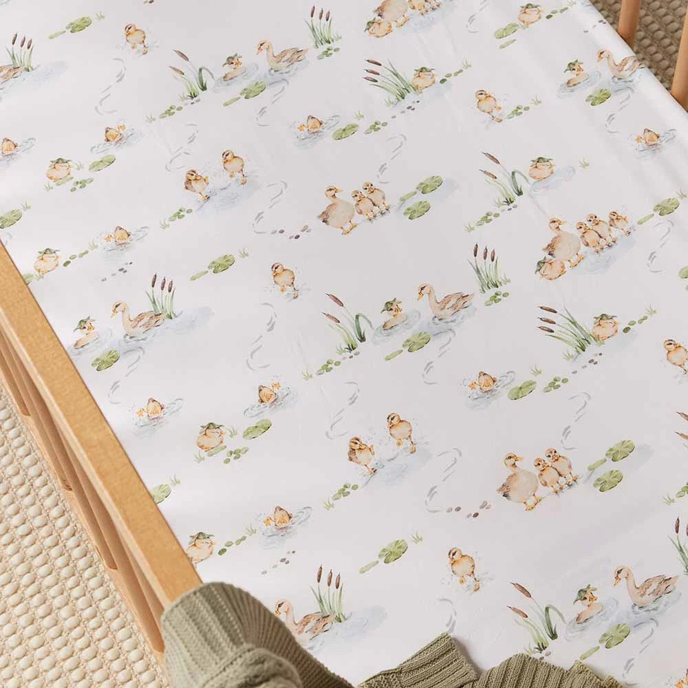 Snuggle Hunny Duck Pond Organic Fitted Cot Sheet