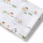 Load image into Gallery viewer, Snuggle Hunny Duck Pond Organic Muslin Wrap
