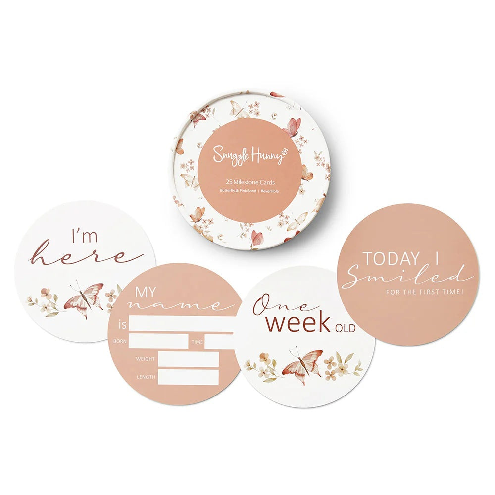 Snuggle Hunny Butterfly & Pink Sand Reversible Milestone Cards