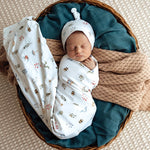 Load image into Gallery viewer, Snuggle Hunny Garden Friends Organic Jersey Wrap &amp; Beanie Set
