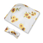 Load image into Gallery viewer, Snuggle Hunny Sunflower Organic Jersey Wrap &amp; Topknot Set
