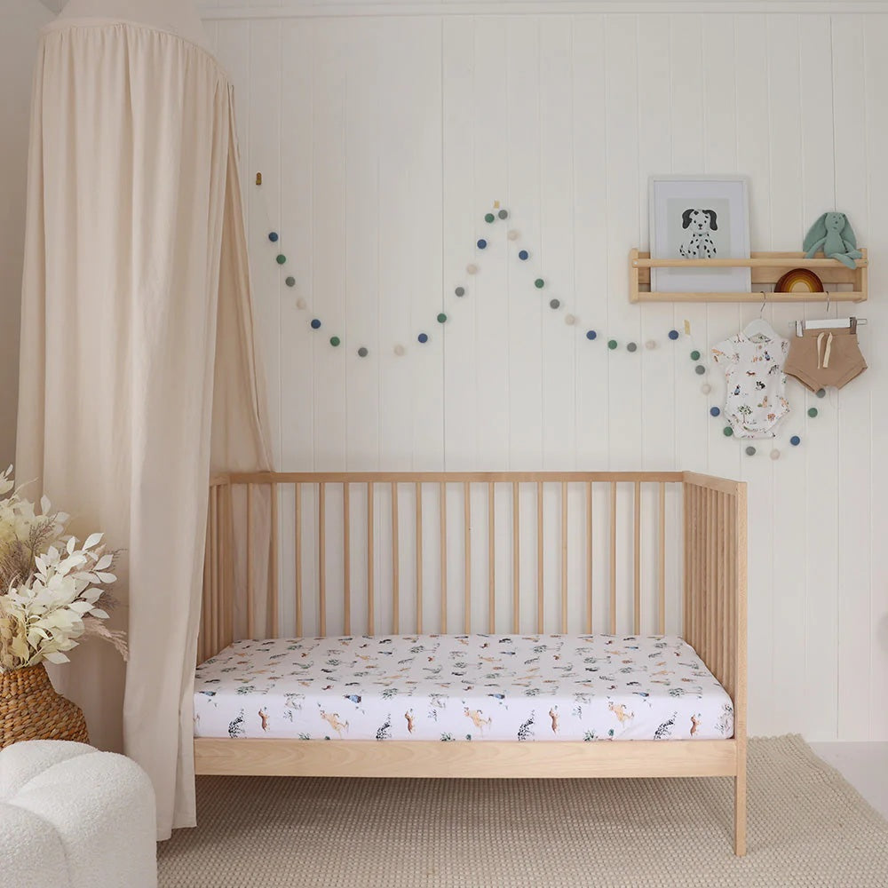 Snuggle Hunny Dog Park Organic Fitted Cot Sheet