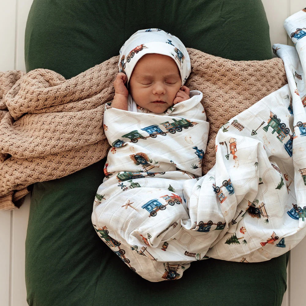 Snuggle Hunny Organic Muslin Wrap Trains