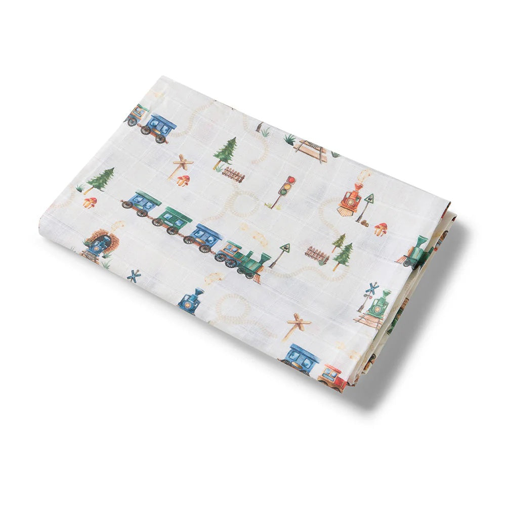 Snuggle Hunny Organic Muslin Wrap Trains