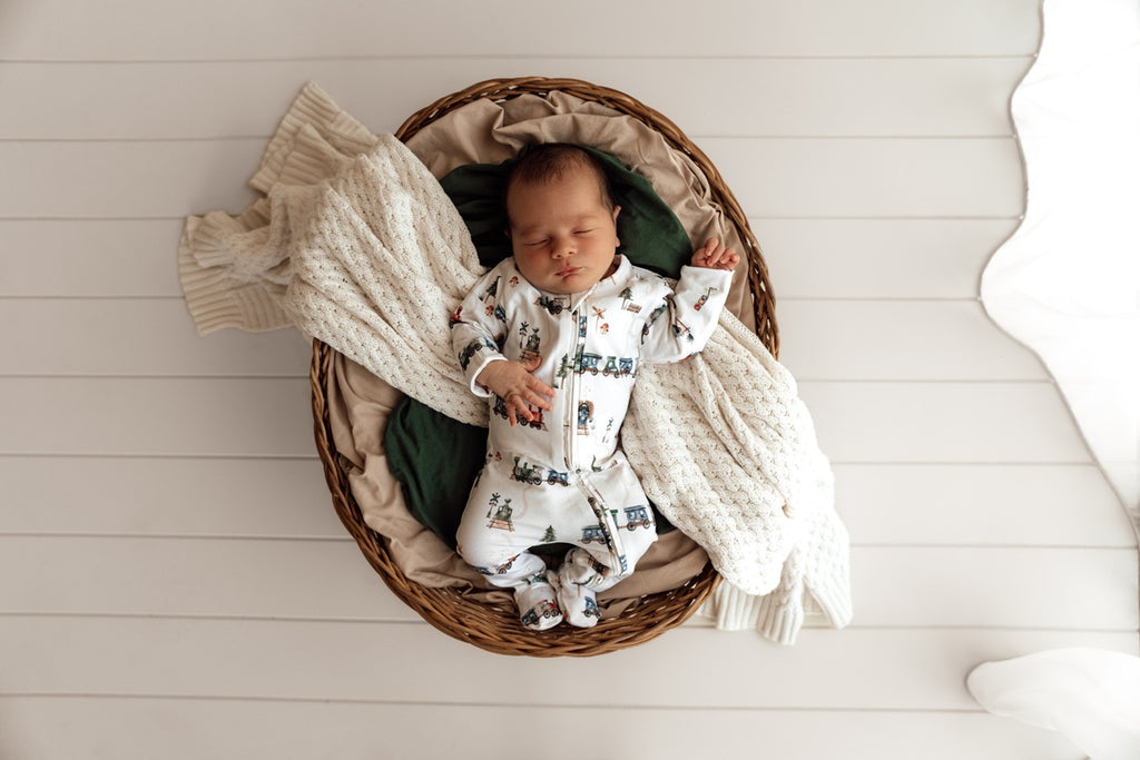 Snuggle Hunny Trains Organic Snuggle Sleepsuit Zip Footie [sz:0000]