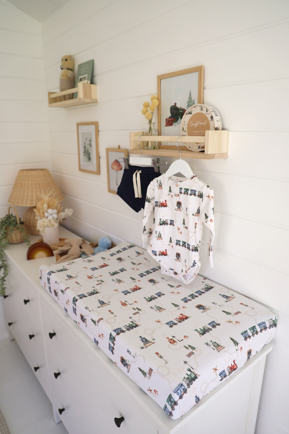 Snuggle Hunny Trains Organic Bassinet Sheet/change Pad Cover