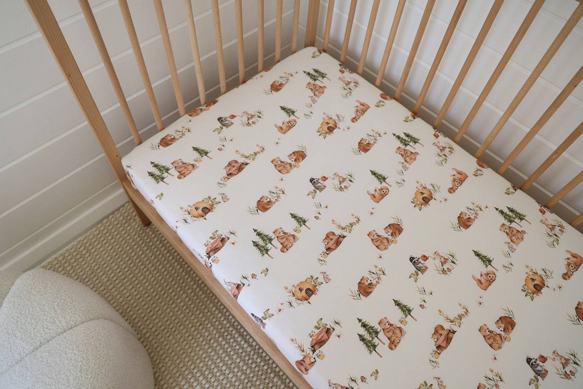 Snuggle Hunny Bears Organic Fitted Cot Sheet