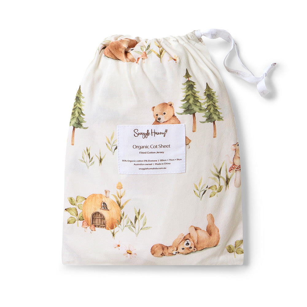Snuggle Hunny Bears Organic Fitted Cot Sheet