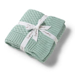 Load image into Gallery viewer, Snuggle Hunny Sage Diamond Knit Organic Baby Blanket
