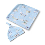 Load image into Gallery viewer, Snuggle Hunny Taking Flight Organic Jersey Wrap &amp; Beanie Set

