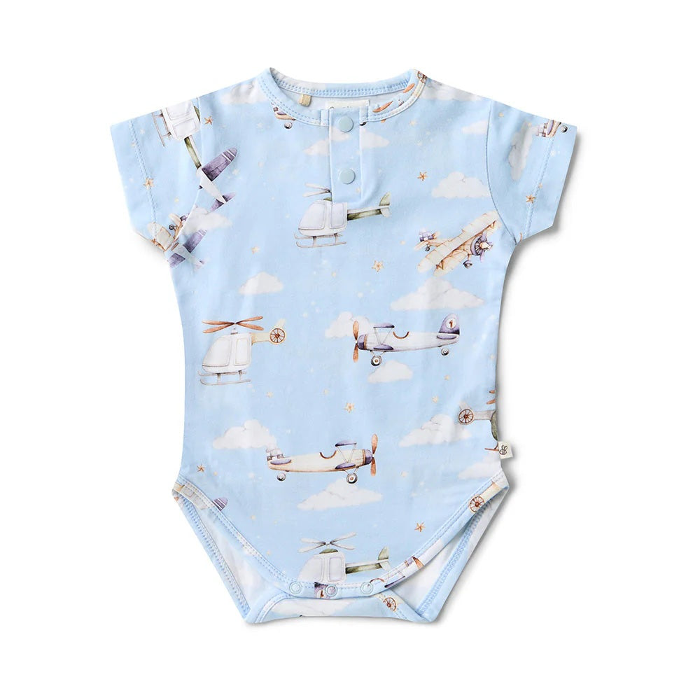 Snuggle Hunny Short Sleeve Organic Bodysuit Taking Flight [sz:0000]