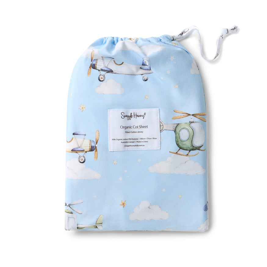Snuggle Hunny Taking Flight Organic Fitted Cot Sheet