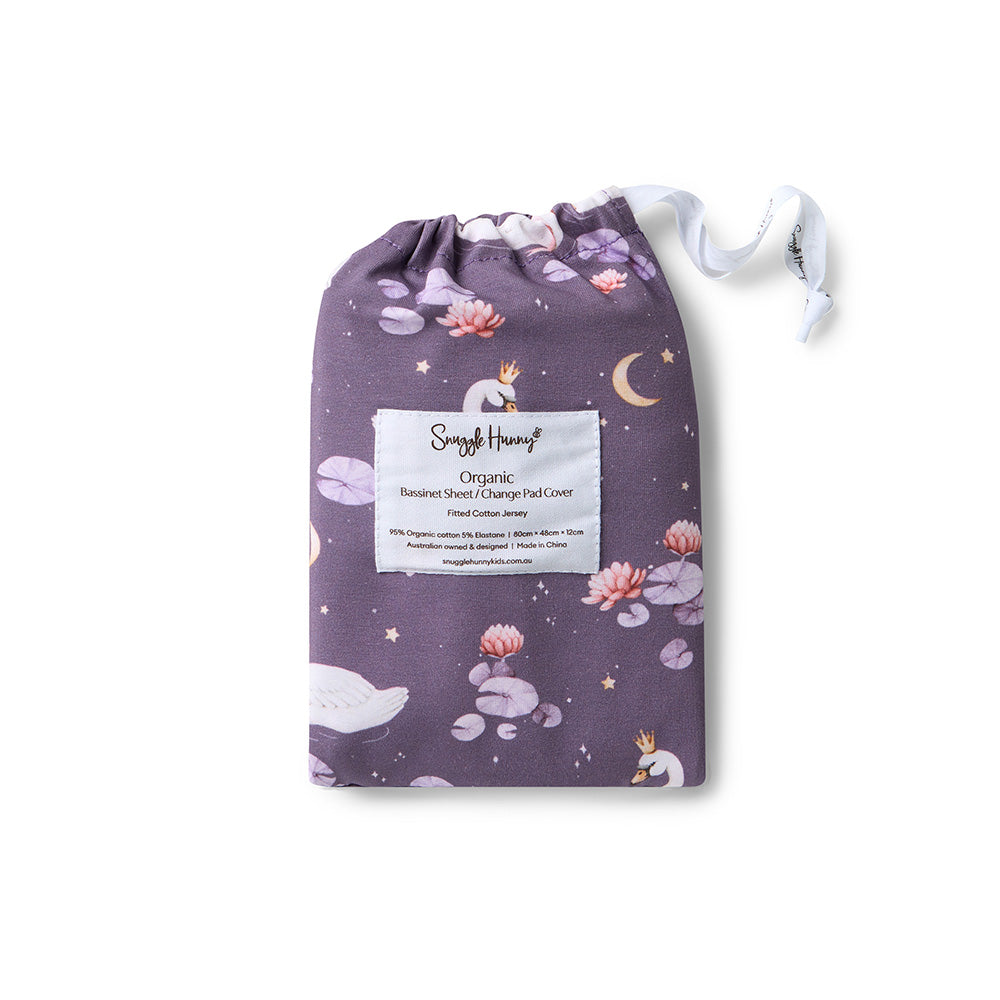 Snuggle Hunny Midnight Swan Organic Bassinet Sheet/change Pad Cover