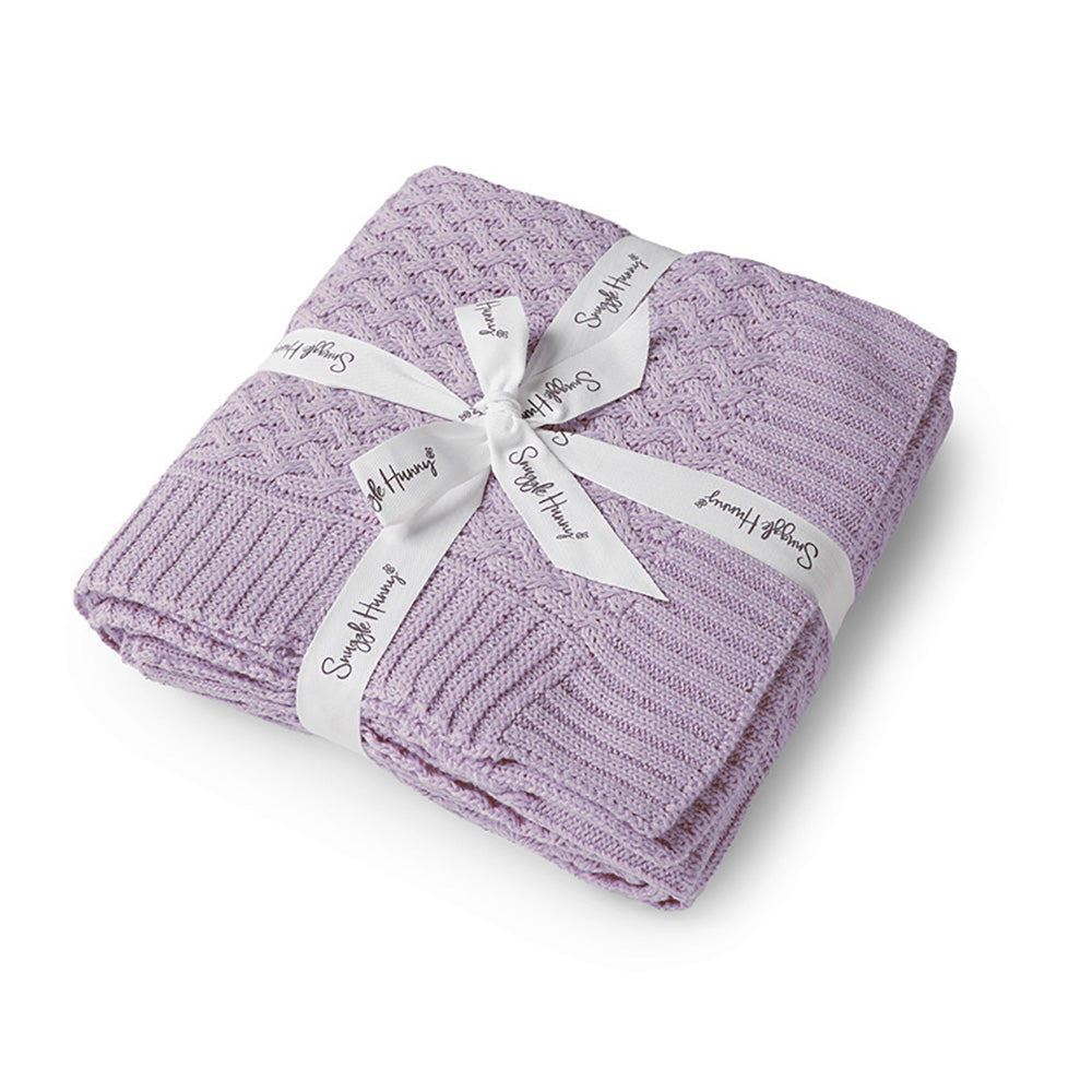 Snuggle Hunny Lavender Diamond Knit Organic Baby Blanket