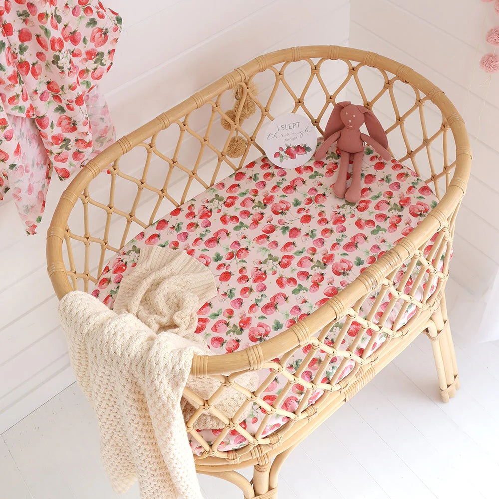 Snuggle Hunny Organic Bassinet/change Pad Cover Strawberry