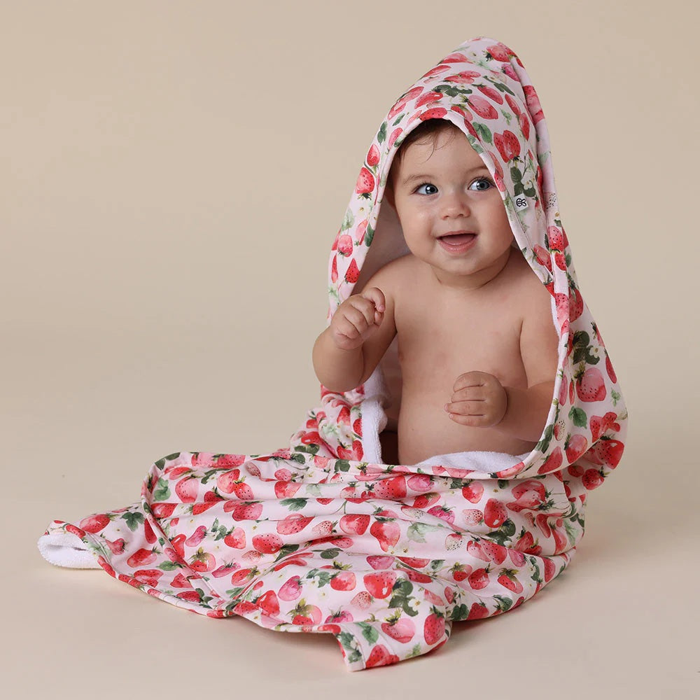 Snuggle Hunny Organic Hooded Baby Towel Strawberry