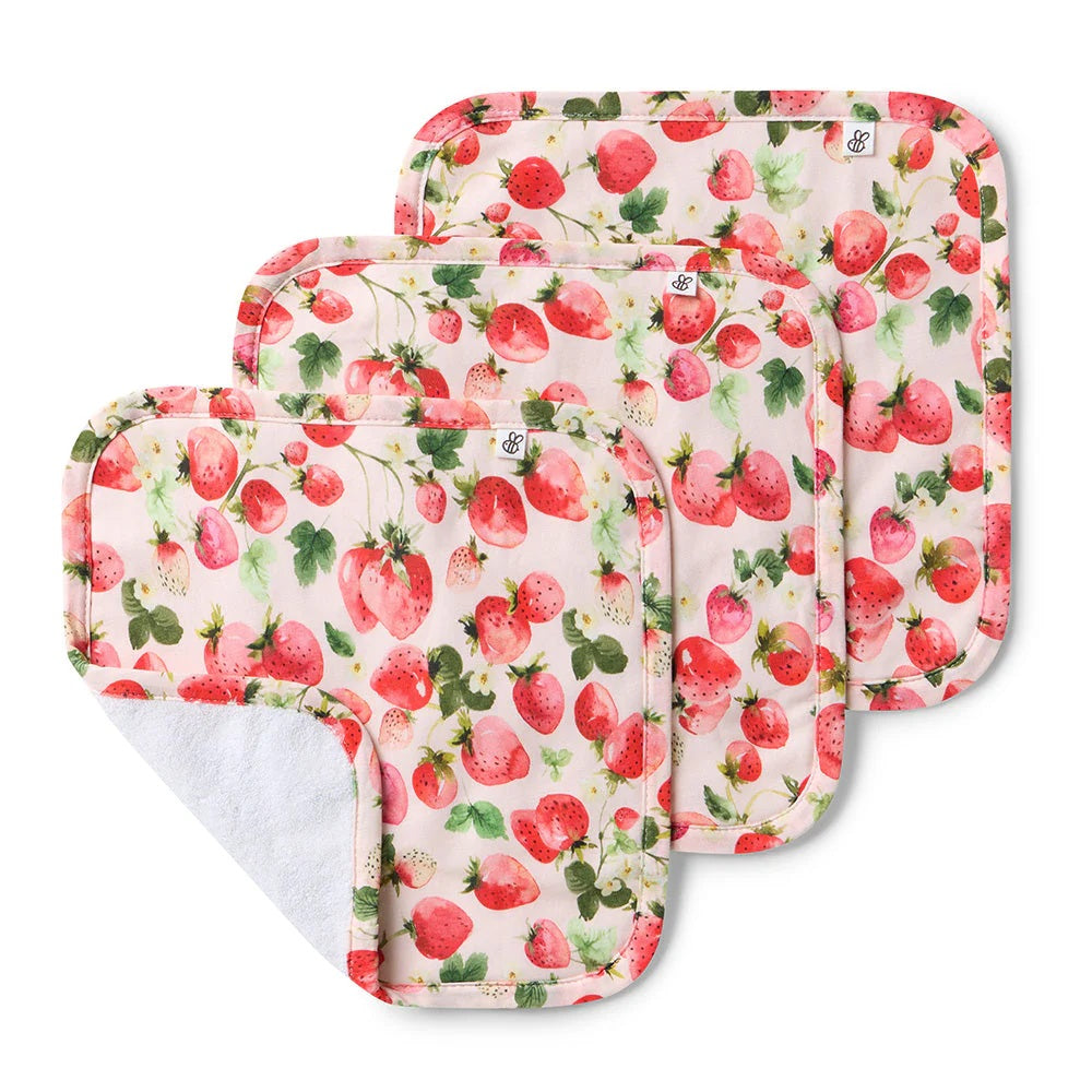 Snuggle Hunny Organic Wash Cloths - 3 Pack - Strawberry