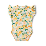 Load image into Gallery viewer, Snuggle Hunny Short Sleeve Organic Bodysuit With Frill Sunny Citrus [sz:0000]
