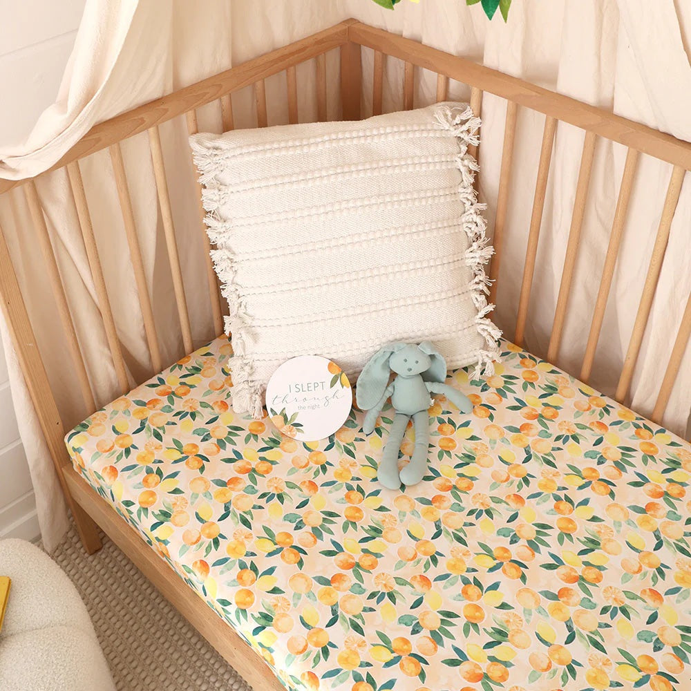 Snuggle Hunny Organic Fitted Cot Sheet Sunny Citrus