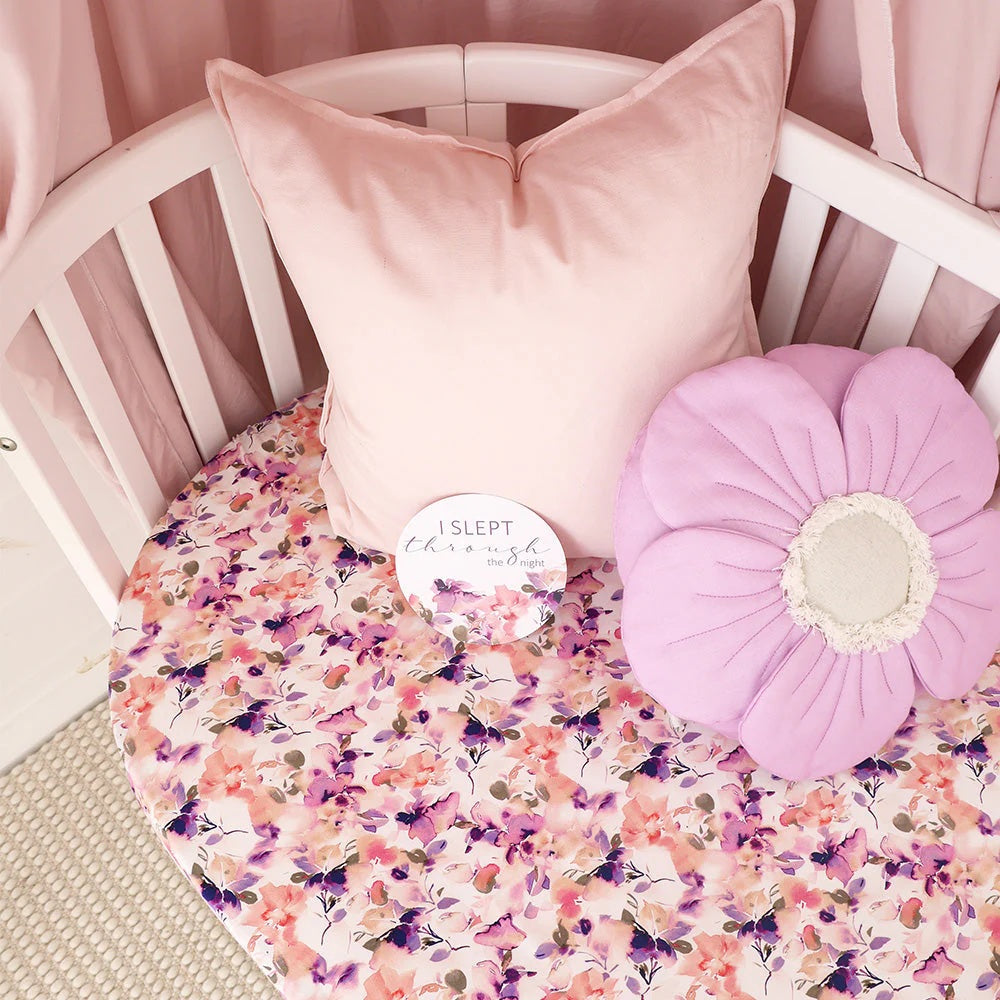 Snuggle Hunny Organic Fitted Cot Sheet Blushing Beauty