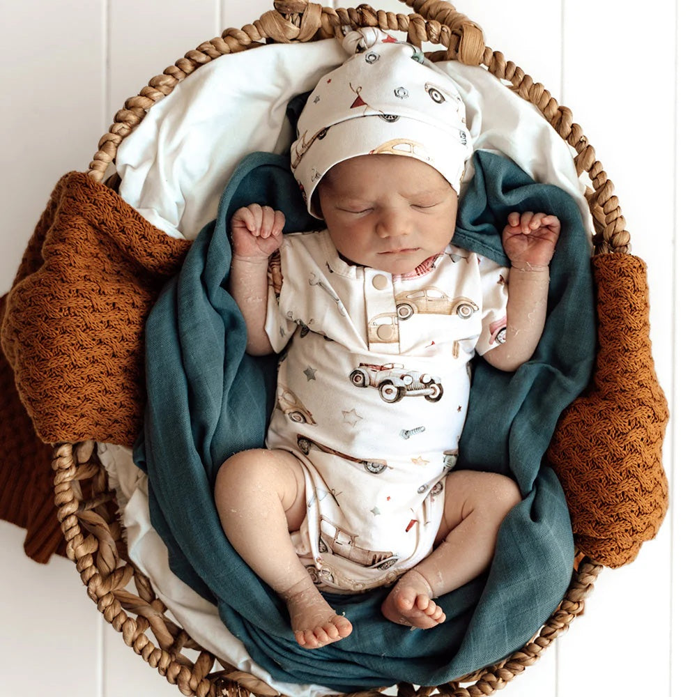 Snuggle Hunny Short Sleeve Organic Bodysuit Vintage Cars [sz:0000]