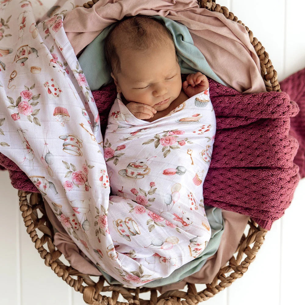 Snuggle Hunny Organic Muslin Wrap Alice's Tea Party