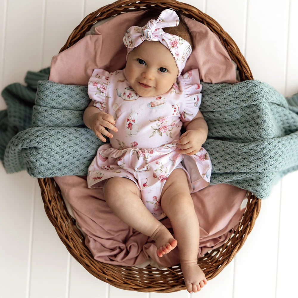 Snuggle Hunny Short Sleeve Organic Dress Alice's Tea Party [sz:000]