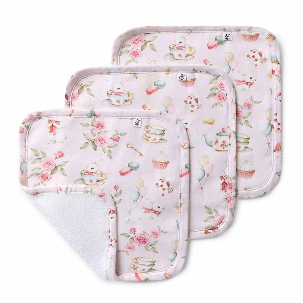 Snuggle Hunny Organic Wash Cloths - 3 Pack - Alice's Tea Party 