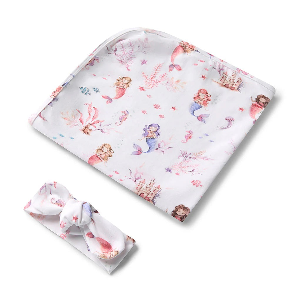 Mermaid Organic Jersey Wrap & Topknot Set