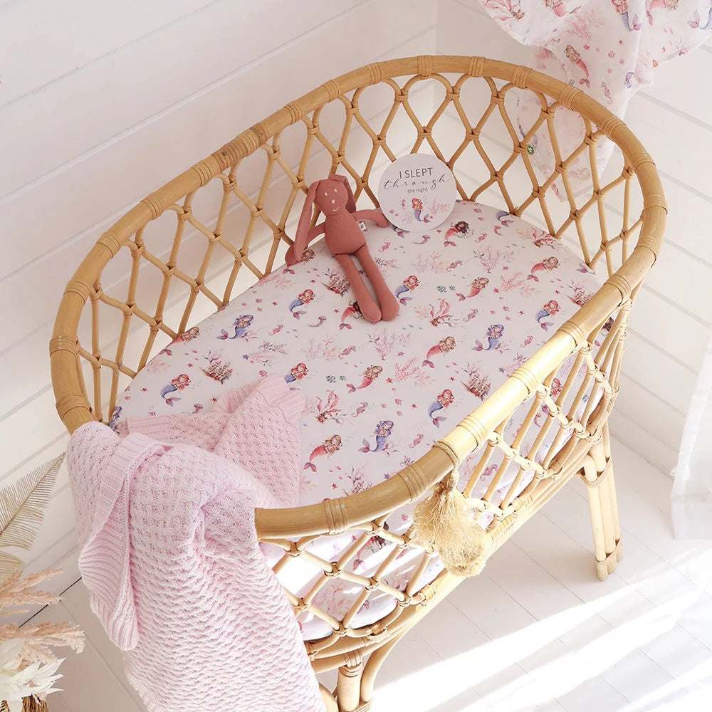 Mermaid Organic Bassinet Sheet / Change Pad Cover