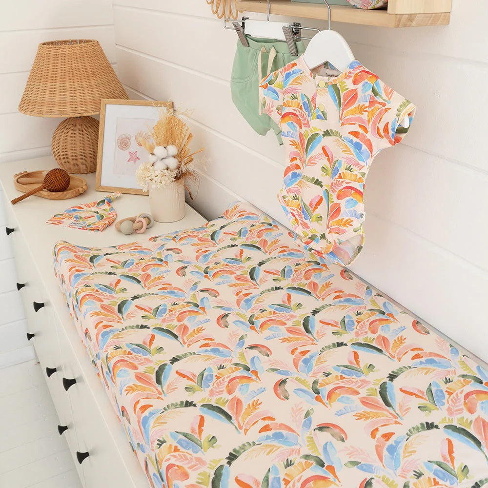 Summer Palm Organic Bassinet Sheet / Change Pad Cover
