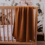 Load image into Gallery viewer, Toffee Diamond Knit Organic Baby Blanket
