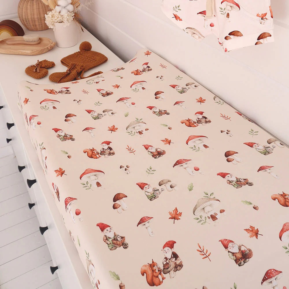 Gnomes Organic Bassinet Sheet / Change Pad Cover