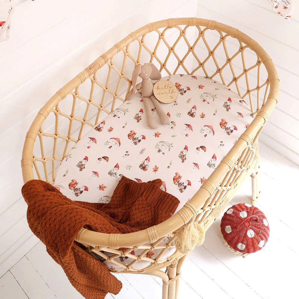 Gnomes Organic Bassinet Sheet / Change Pad Cover