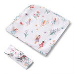 Load image into Gallery viewer, Fairy Garden Organic Jersey Wrap &amp; Topknot Set
