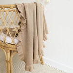 Load image into Gallery viewer, Snuggle Hunny Hazelnut Ruffle Knit Organic Baby Blanket
