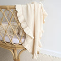 Snuggle Hunny Cream Ruffle Knit Organic Baby Blanket