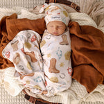 Load image into Gallery viewer, Snuggle Hunny Cowboys Organic Jersey Wrap &amp; Beanie Set
