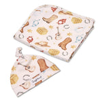 Load image into Gallery viewer, Snuggle Hunny Cowboys Organic Jersey Wrap &amp; Beanie Set
