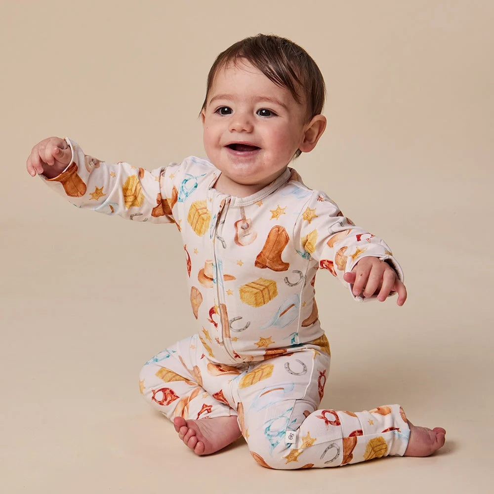 Snuggle Hunny Cowboys Organic Snugglesuit Convertible Romper [sz:newborn (0000)]