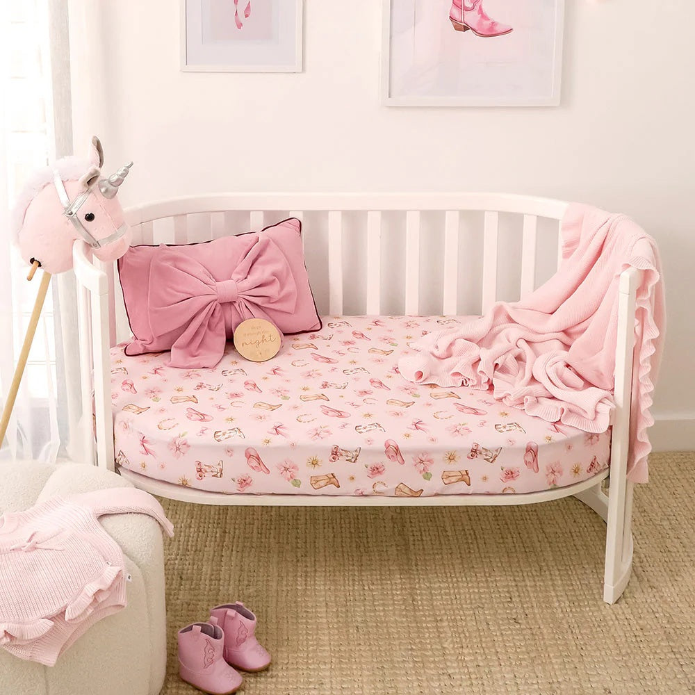 Snuggle Hunny Boots & Bows Organic Fitted Cot Sheet