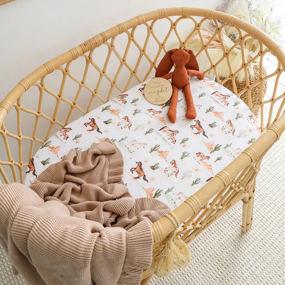 Snuggle Hunny Wild Horses Organic Bassinet Sheet/change Pad Cover