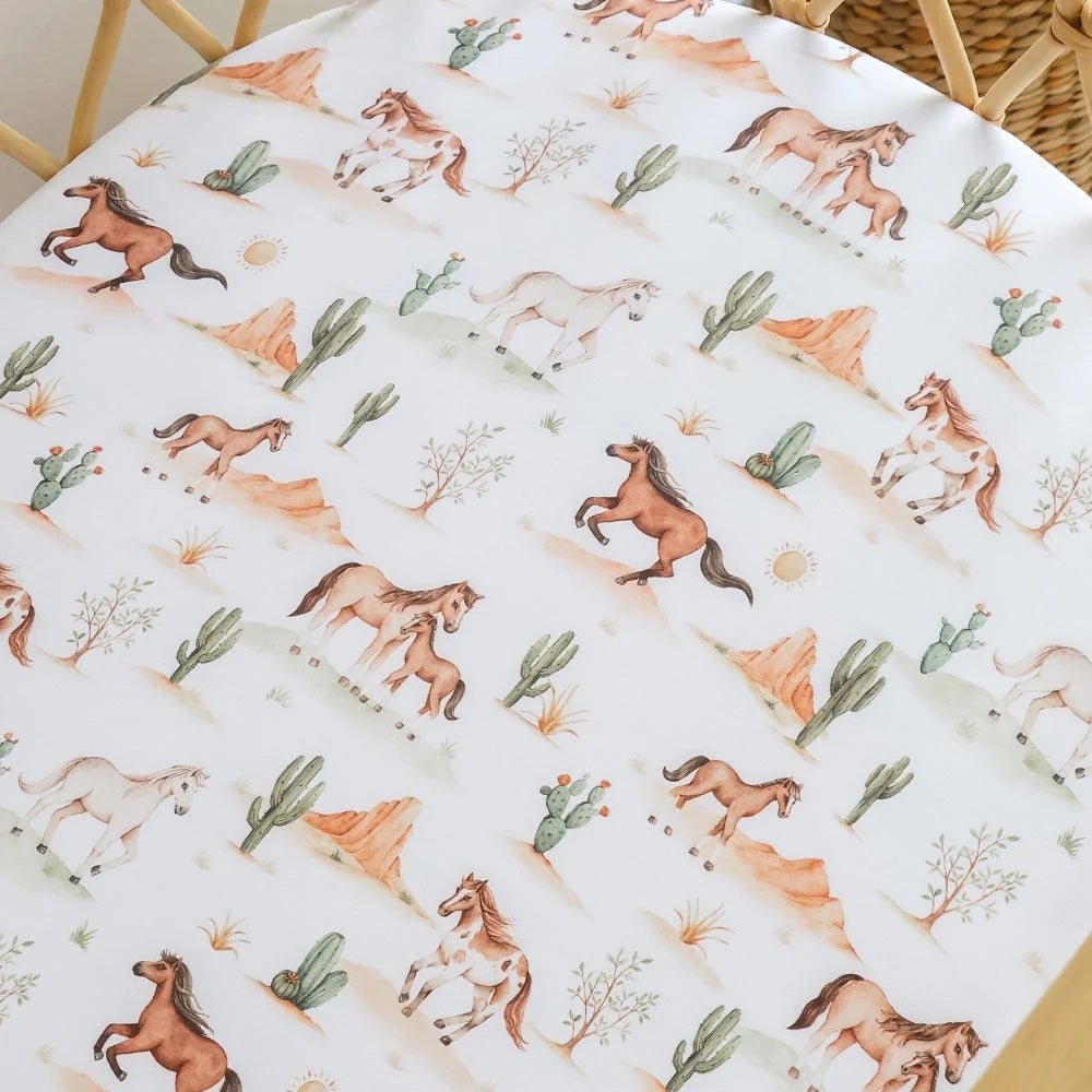 Snuggle Hunny Wild Horses Organic Bassinet Sheet/change Pad Cover
