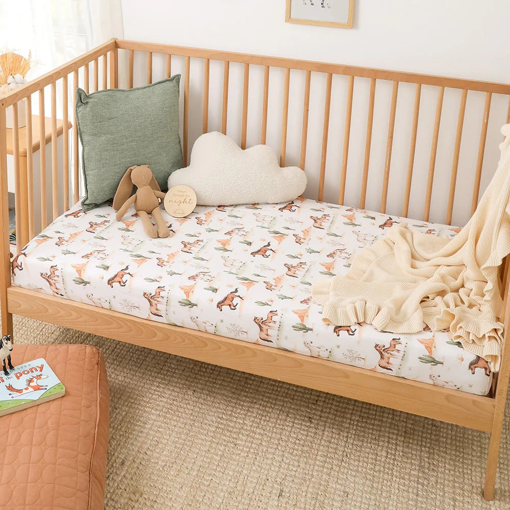 Snuggle Hunny Wild Horses Organic Fitted Cot Sheet