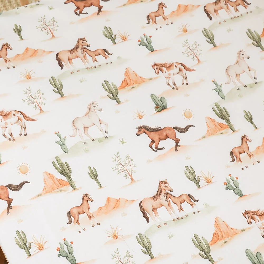 Snuggle Hunny Wild Horses Organic Fitted Cot Sheet