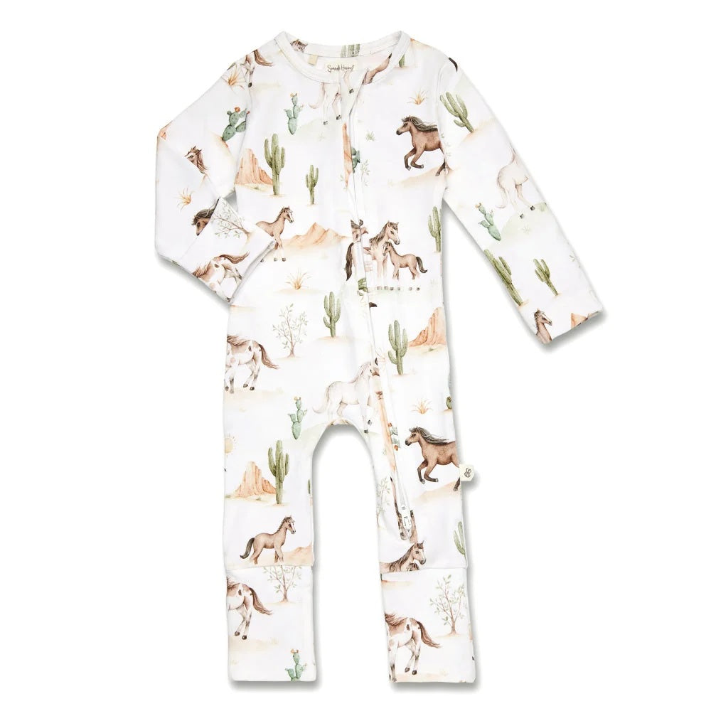 Snuggle Hunny Wild Horses Organic Snugglesuit Convertible Romper [sz:newborn (0000)]