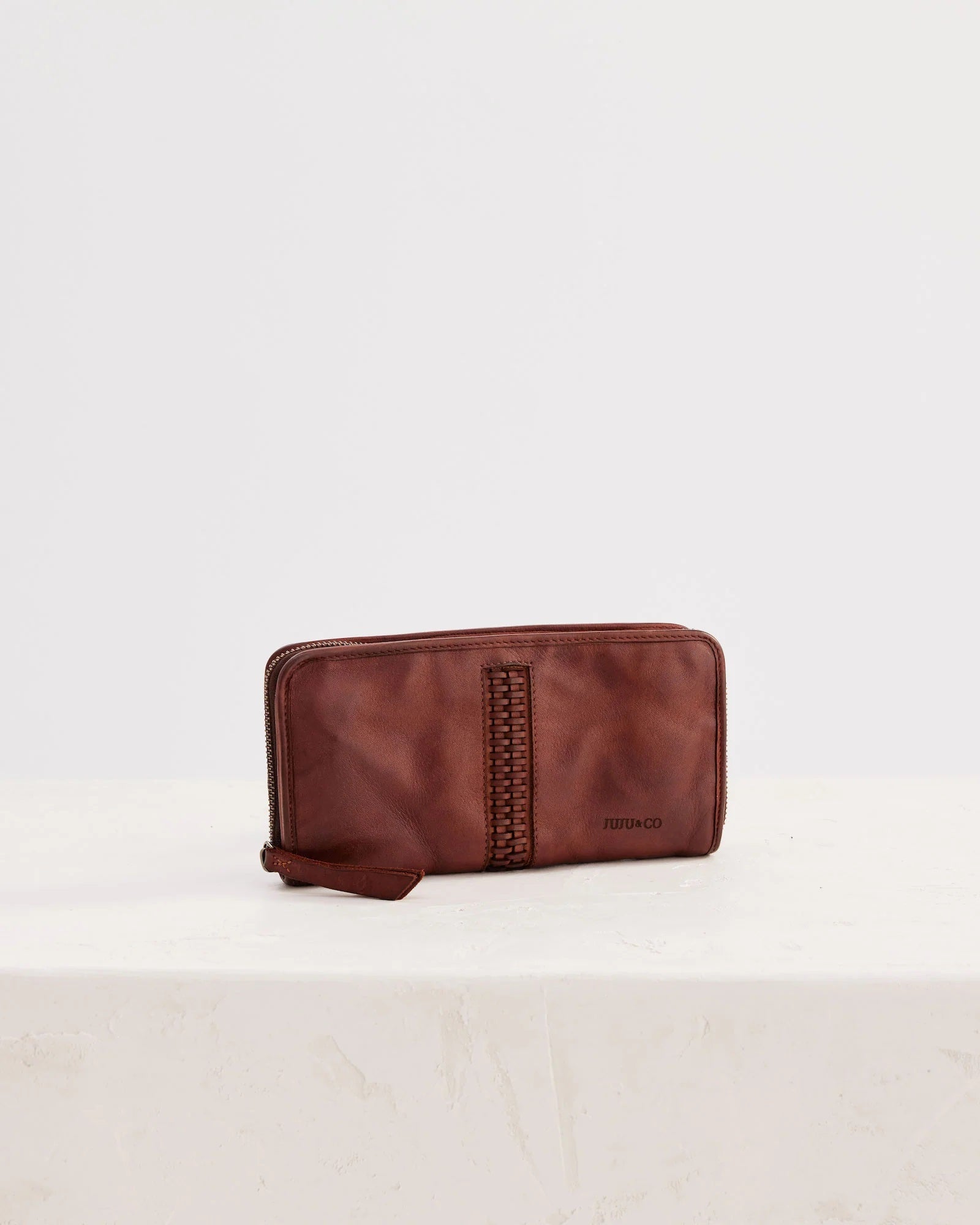 Juju & Co Braid Wallet - Cognac