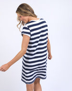 Load image into Gallery viewer, Foxwood Signature Stripe Tee Dress Navy &amp; White Stripe [sz:10]
