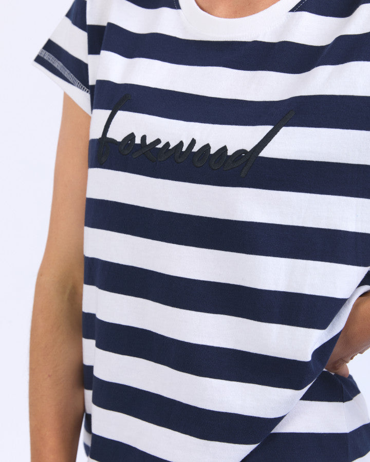 Foxwood Signature Stripe Tee Dress Navy & White Stripe [sz:10]