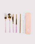 The Somewhere Co Take Me Away Cutlery Kit - Gold With Lilac Handle
